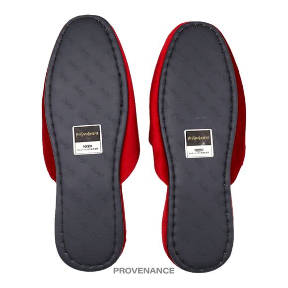 🔴 Yves Saint Laurent YSL Logo Slipper - Red Velour - Picture 6 of 6